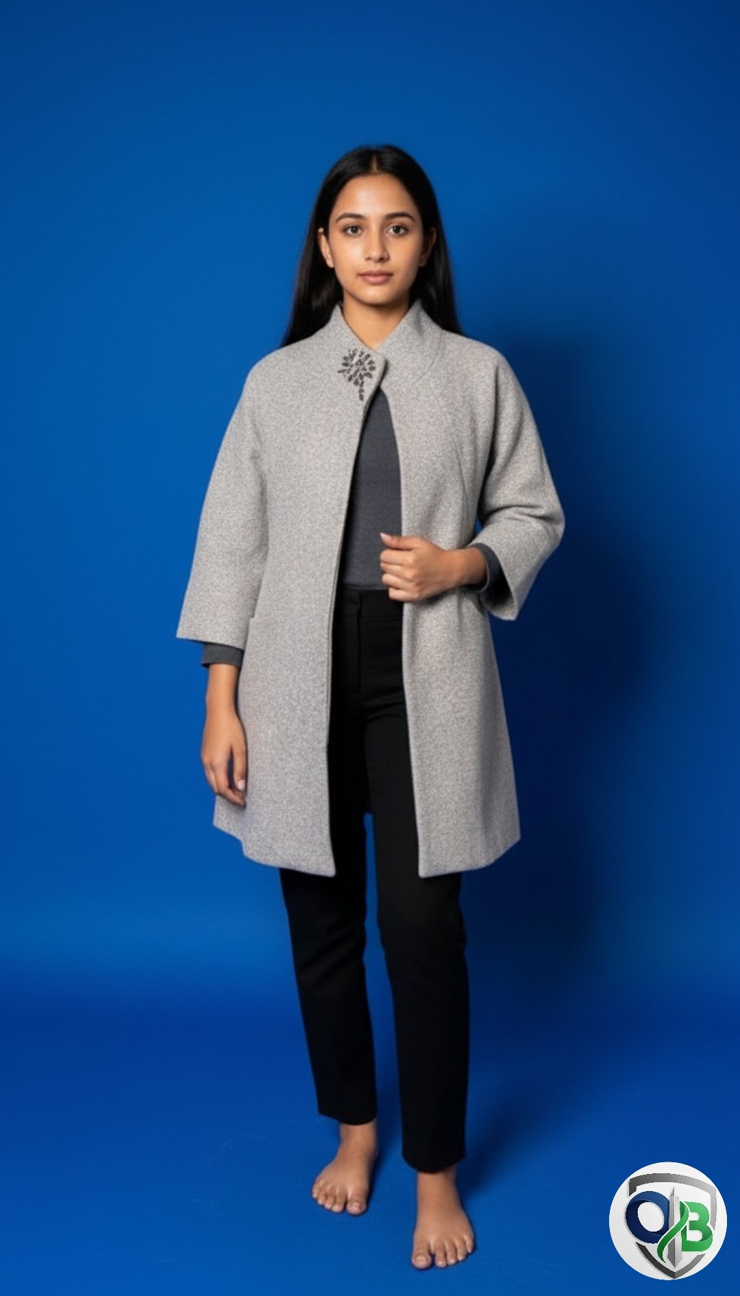 Brushed Herringbone Zipped Coat, Taupe