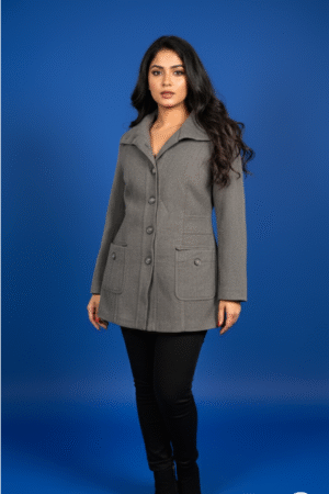 Matelco Womens Woollen Collared Coat (3XL, Charcoal Grey)