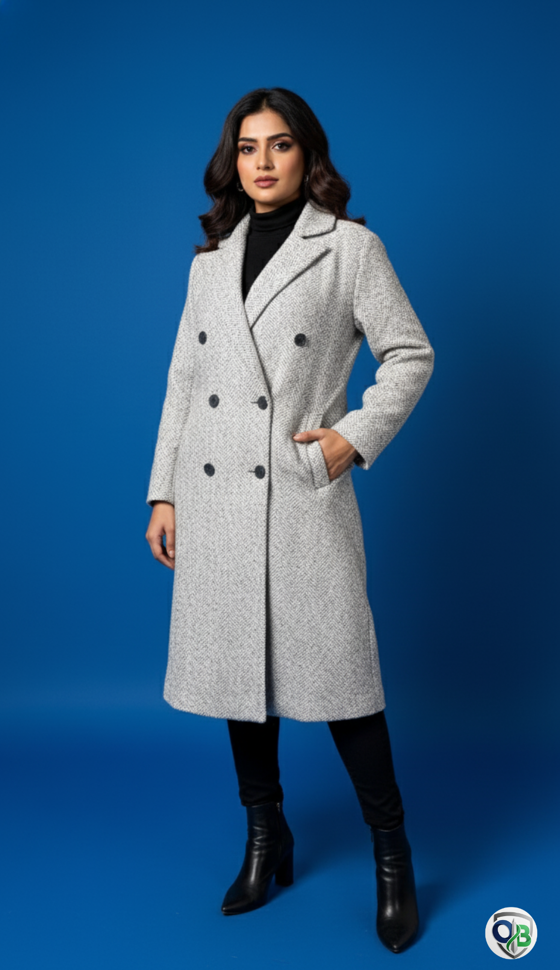FOREVER21 Women Herringbone Double-Breasted Coat