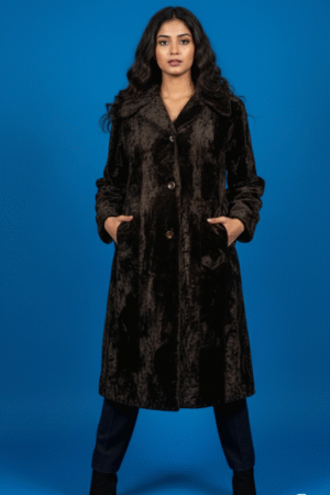 Donna Salyers Fabulous Furs Womens Black Grooved Faux Fur Coat Luxe Glam Size 2X