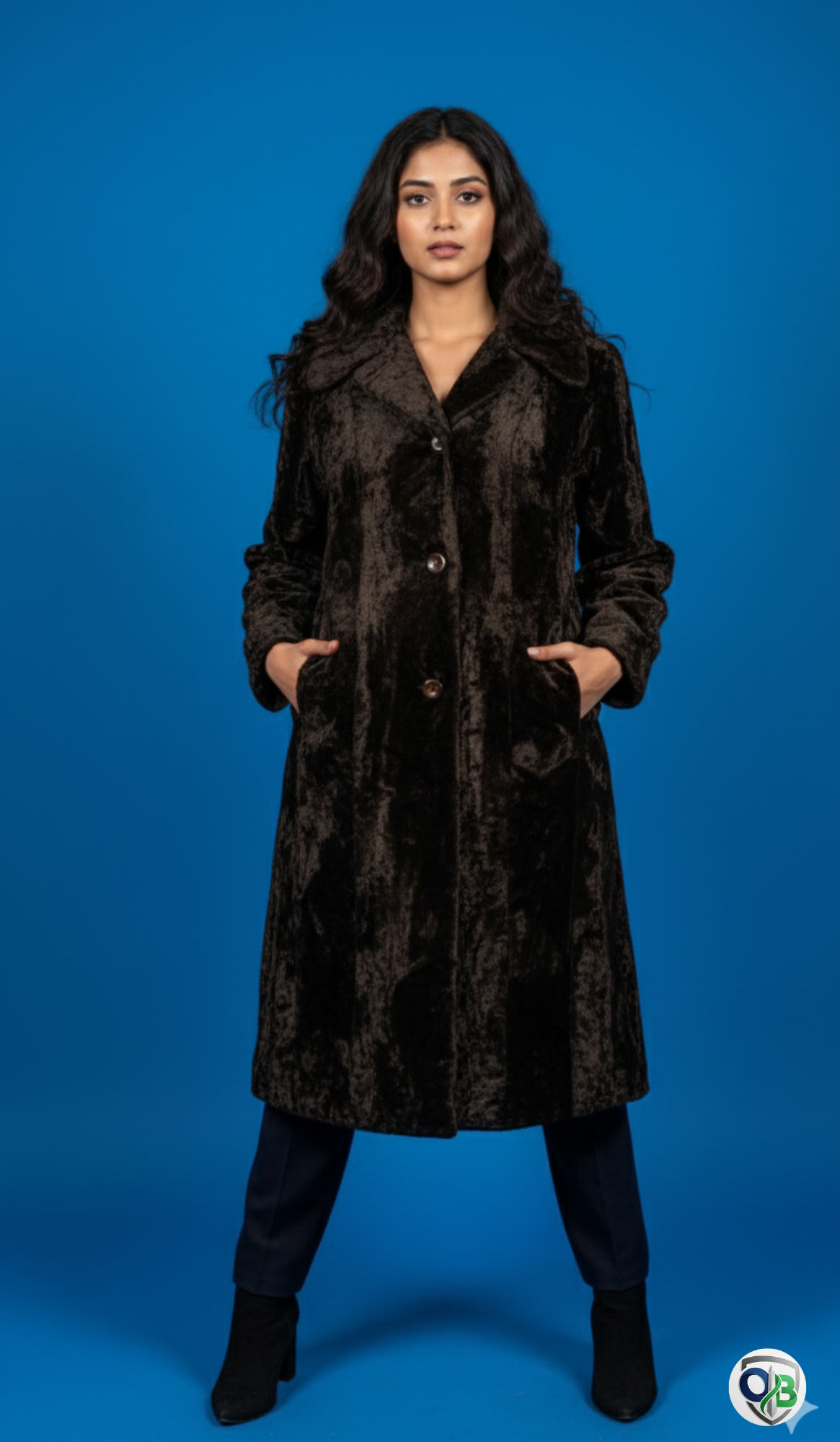 Donna Salyers Fabulous Furs Womens Black Grooved Faux Fur Coat Luxe Glam Size 2X