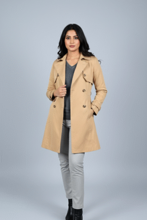 Stylish Self-Design Regular Fit Long Sleeves Double Breasted Casual Winter Coat