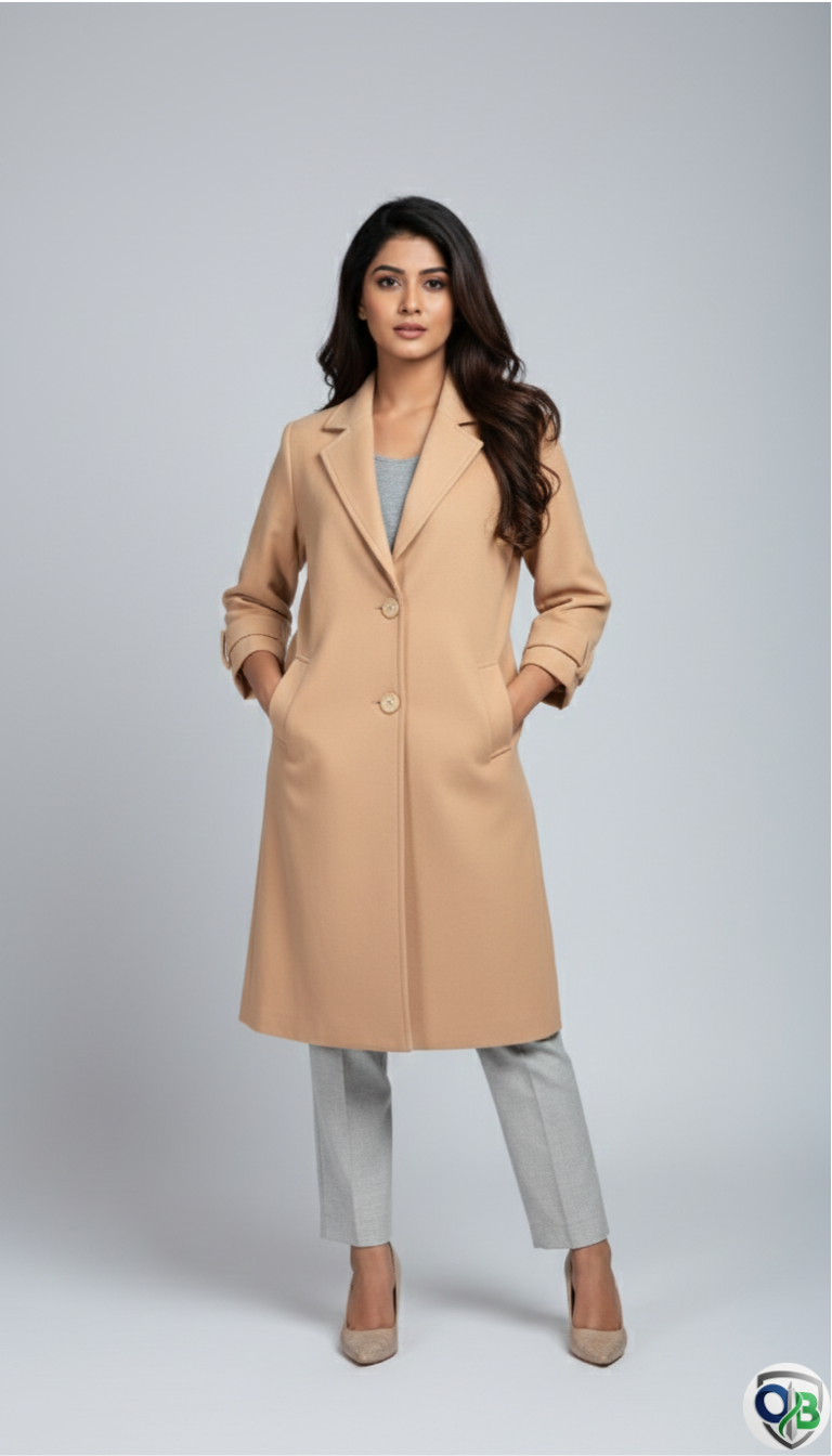 Mabish Women's Winter Coat Trench Long Sleeves Over Coat With Pocket single Breasted Coat - Image 2