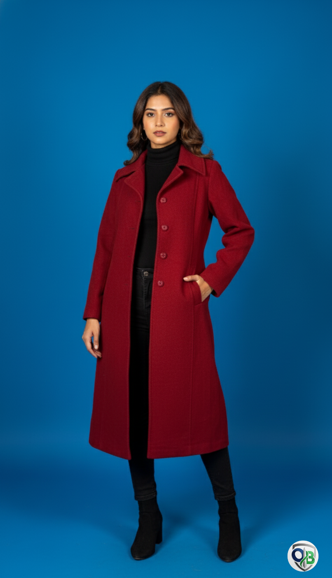 Ladies Windproof Woolen Coats Classic Lapel Collar Single Breasted Overcoat Fleece Solid Color Loose Fit Jacket Casual Warm Mid Length Suits with Pocket Women's Ainter Autumn Outerwear - Image 2