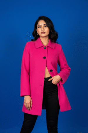 INSPIRE CHIC Women's Peter Pan Collar Winter Outwear Trench Pea Coats M Rose Pink