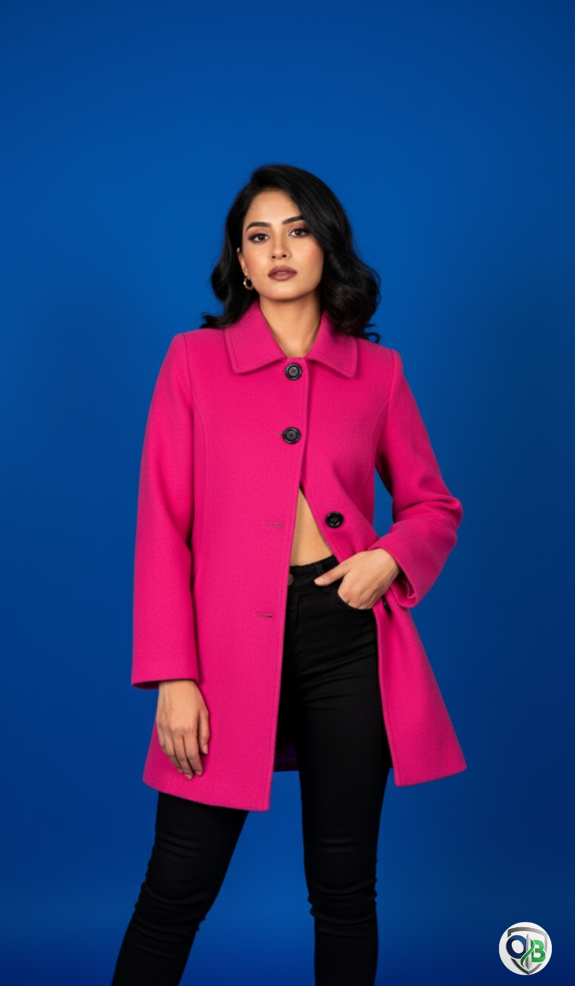 INSPIRE CHIC Women's Peter Pan Collar Winter Outwear Trench Pea Coats M Rose Pink