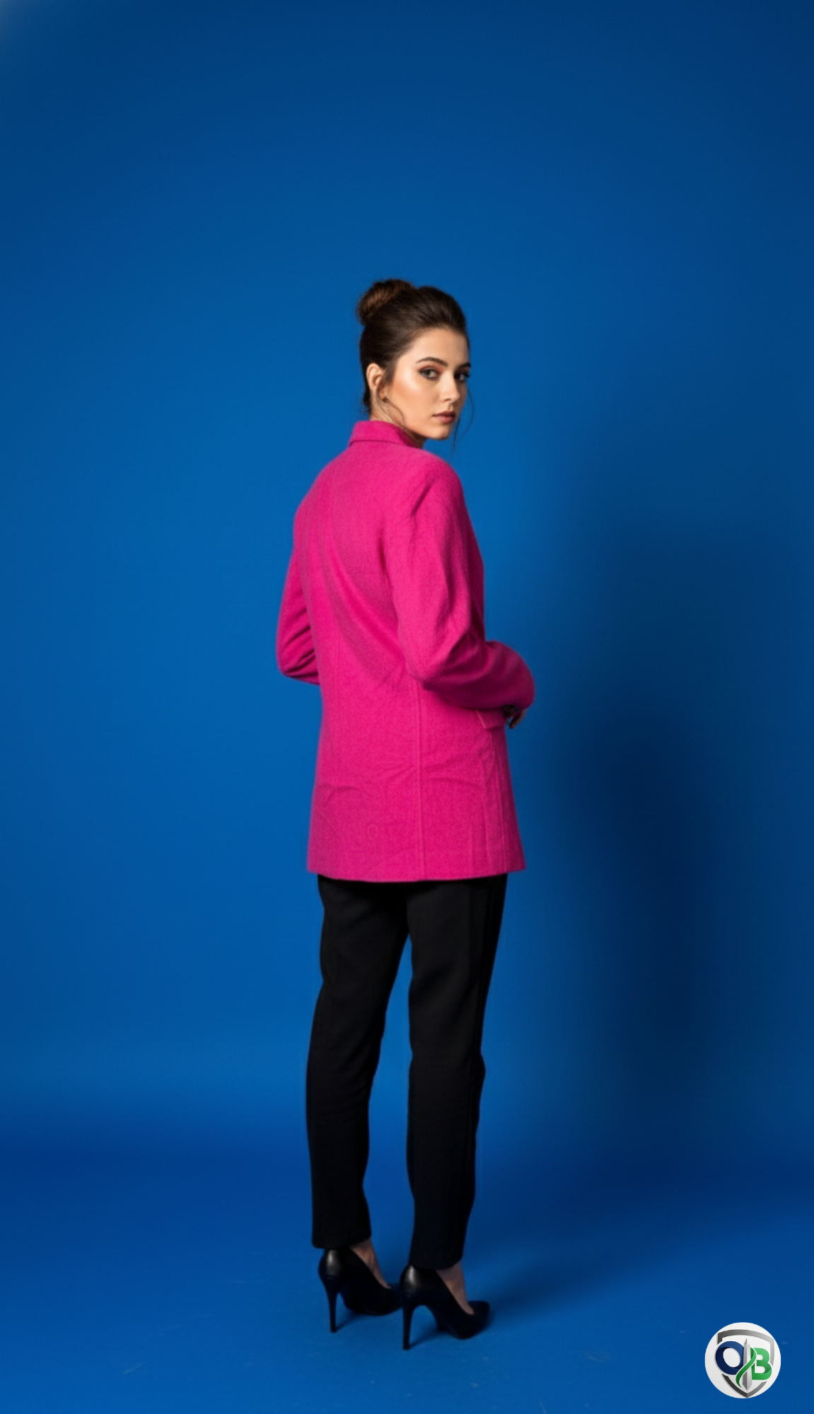 INSPIRE CHIC Women's Peter Pan Collar Winter Outwear Trench Pea Coats M Rose Pink - Image 3