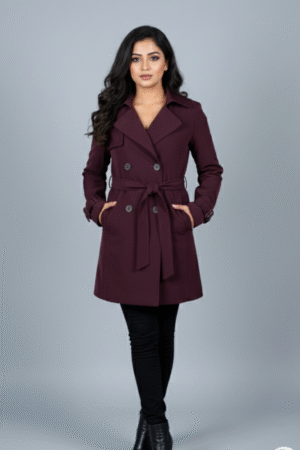 Stylish Women Trench Winter Coat With Belt