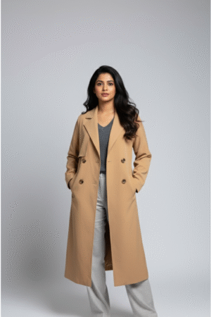 Dorothy Lapel Collar Long Flowy Trench Coat in Camel ikrush